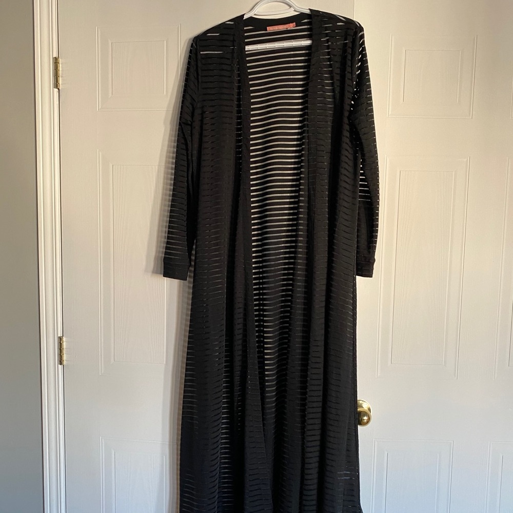 Long Black Transparent Cardigan
